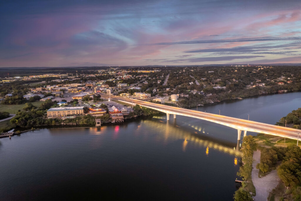 Marble Falls Bridge Aerial - Goliath Luxury Homes