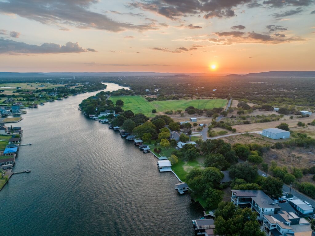 Luxury custom home on Lake LBJ in Kingsland Texas at Sunsetbuilt by Goliath Luxury Homes
